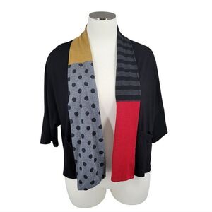 Alembika Black Multi Pattern Oversized Drape Cardigan Lagenlook